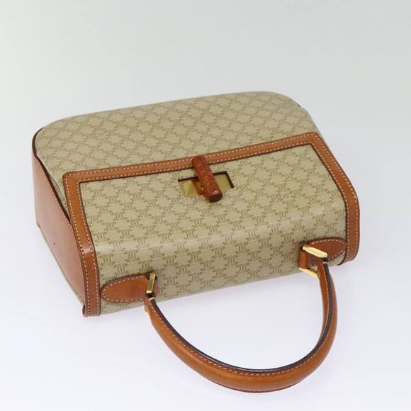CELINE Macadam Canvas Hand Bag Beige Gold Auth 88751 - Picture 6 of 16